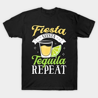 Fiesta Siesta Tequila Repeat T shirt Cinco de Mayo Men Women T-Shirt